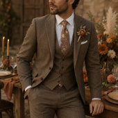 Rustic Bruin Bloemmotief Stropdas