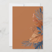 Rustic Bruin en Midnight Blue Bladeren Bruiloft Kaart (Achterkant)