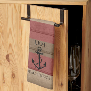 Rustic Bruin en Rood Hout Nautilus - Monogram Theedoek