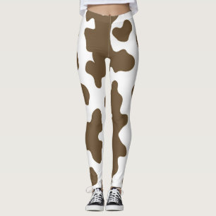 Rustic bruin en witte koeienprint landelijke weste leggings