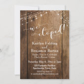 Rustic Bruin Hout & Lichtjes Wij Elopeden Viering Kaart (Voorkant)