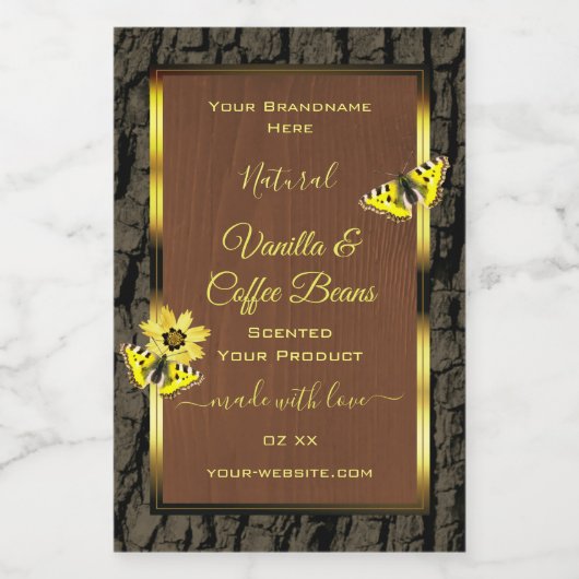 Rustic Bruin-houten korrelschors Productlabels Voedselcontainer Etiket (Enkel label)