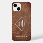 Rustic bruin lederen monogram Case-Mate iPhone case (Achterkant)