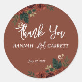 Rustic Bruin Romantische Groene Tuinbruiloft  Ronde Sticker (Voorkant)
