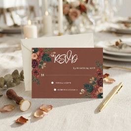 Rustic Bruin Romantische Tuin Bloemige Trouw-RSVP RSVP Kaartje