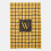 Rustic bruin ruitpatroon met monogram theedoek (Verticaal)