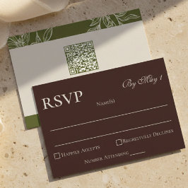Rustic Bruine Bloem QR RSVP Kaartje