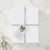 Rustic Bruine Crème Groen Hart Boog Kerst Cadeaulabel (Met Touw)