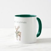Rustic Bruine Crème Groen Herten Kerstmis Mok (Voorkant rechts)