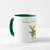 Rustic Bruine Crème Groen Herten Kerstmis Mok (Voorkant links)