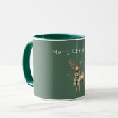 Rustic Bruine Crème Groen Herten Mok (Voorkant links)