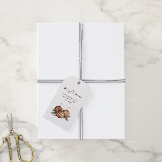 Rustic Bruine Kerstversiering Cadeaulabel (Met Touw)