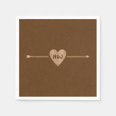 Rustic Bruine Kraft Hart Pijl Bruiloft Servet (Voorkant)