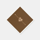 Rustic Bruine Kraft Hart Pijl Bruiloft Servet (Hoek)