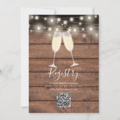 Rustic Brunch En Bruisende QR Code Bruidsborrel Kaart (Achterkant)