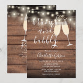 Rustic Brunch En Bruisende QR Code Bruidsborrel Kaart (Voorkant / Achterkant)