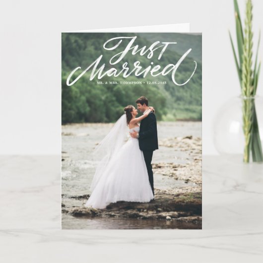 Rustic Brush Lettering Net gehuwde foto Bedankkaart (Voorkant)