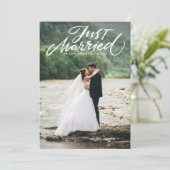 Rustic Brush Lettering Net gehuwde foto Bedankkaart (Staand voorkant)