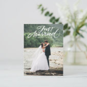 Rustic Brush Lettering Net gehuwde foto Briefkaart (Staand voorkant)
