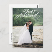 Rustic Brush Lettering Net gehuwde foto Briefkaart (Voorkant / Achterkant)
