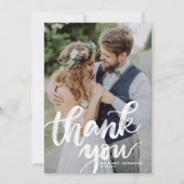 Rustic Brush Lettering Overlay Photo Wedding Bedankkaart (Voorkant)