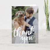 Rustic Brush Lettering Overlay Photo Wedding Bedankkaart (Voorkant)
