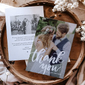 Rustic Brush Lettering Overlay Photo Wedding Bedankkaart