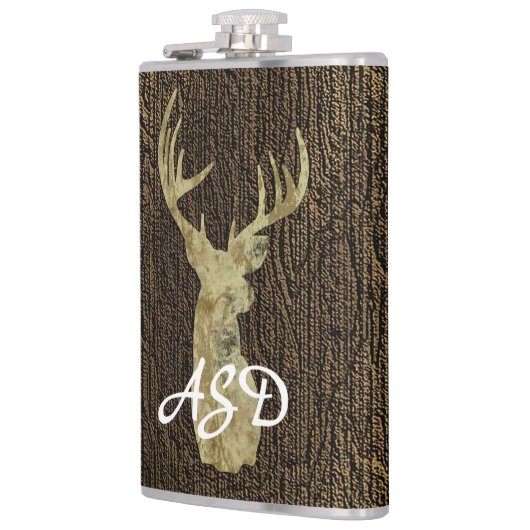 Rustic Buck Deer Hunting Monogram Heupfles (Links)