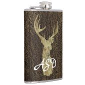 Rustic Buck Deer Hunting Monogram Heupfles (Rechts)