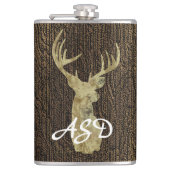 Rustic Buck Deer Hunting Monogram Heupfles (Voorkant)
