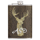 Rustic Buck Deer Hunting Monogram Heupfles (Voorkant)