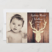 Rustic Buck Doe Baby Aankomst Aankondiging Kaart (Voorkant)