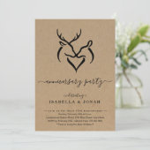 Rustic Buck & Doe Hertengeweien Jubileumfeest I Kaart (Staand voorkant)