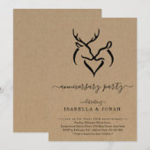 Rustic Buck & Doe Hertengeweien Jubileumfeest I Kaart (Voorkant / Achterkant)