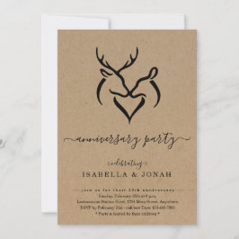 Rustic Buck & Doe Hertengeweien Jubileumfeest I Kaart