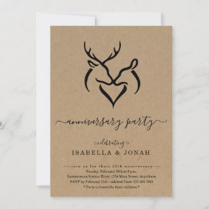 Rustic Buck & Doe Hertengeweien Jubileumfeest I Kaart