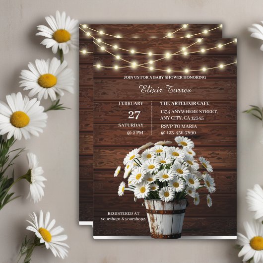 Rustic Bucket Daisy in het Baby shower Bloom Kaart
