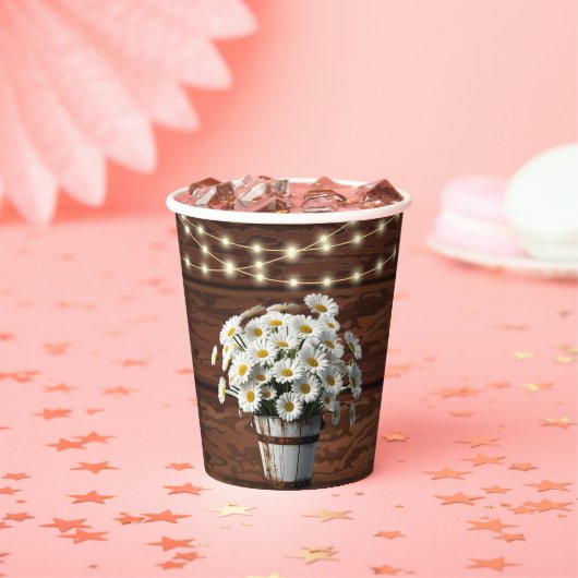 Rustic Bucket Daisy in het Baby shower Bloom Papieren Bekers (Insitu)