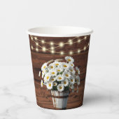 Rustic Bucket Daisy in het Baby shower Bloom Papieren Bekers (Achterkant)