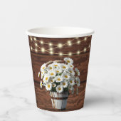 Rustic Bucket Daisy in het Baby shower Bloom Papieren Bekers (Voorkant)