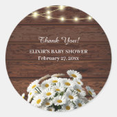 Rustic Bucket Daisy in het Baby shower Bloom Ronde Sticker (Voorkant)
