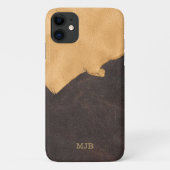 Rustic Buckskin Leather Monogram Mannen Case-Mate iPhone Case (Achterkant)
