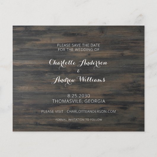 Rustic Budget Dog Photo Wedding Save the Date (Achterkant)