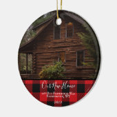 Rustic Buffalo Bekijk de nieuwe thuisfoto Kerstmis Keramisch Ornament (Links)