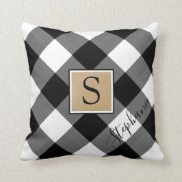 Rustic Buffalo Check afgespeelde monogram scriptna Kussen