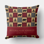 Rustic Buffalo Check Beren Wedding Jubileum Kussen (Achterkant)