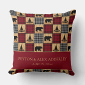 Rustic Buffalo Check Beren Wedding Jubileum Kussen (Voorkant)