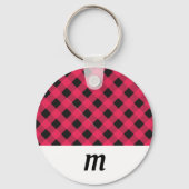 Rustic Buffalo Check Geplakt Monogrammed Kerstmis Sleutelhanger (Voorkant)