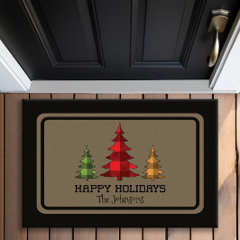 Rustic Buffalo Check kerstbomen  Deurmat