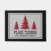 Rustic Buffalo Check Kerstbomen Monogram Deurmat (Voorkant)